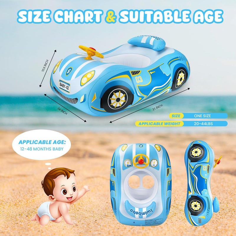 RADSHSP Baby Pool Float 3D Car Baby Floaties for Toddlers 12-48 Months Heavy Duty Infant Swim Float Toddlers Pool Floats Kids Swim Floaties Swimming Pool Floats for 1-4 Years Toddler Floaties for Boys & Girls - Image 4